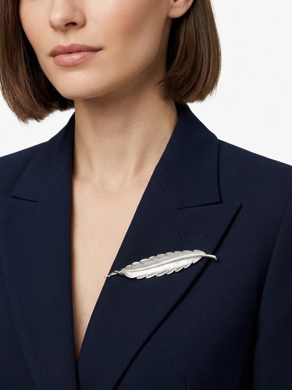 Silver Feather Brooch Pin - Women's Jewelry